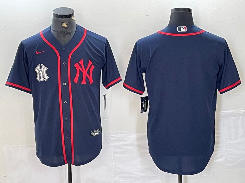 Men New York Yankees Blank Blue Third generation joint name Nike 2024 MLB Jersey style 2